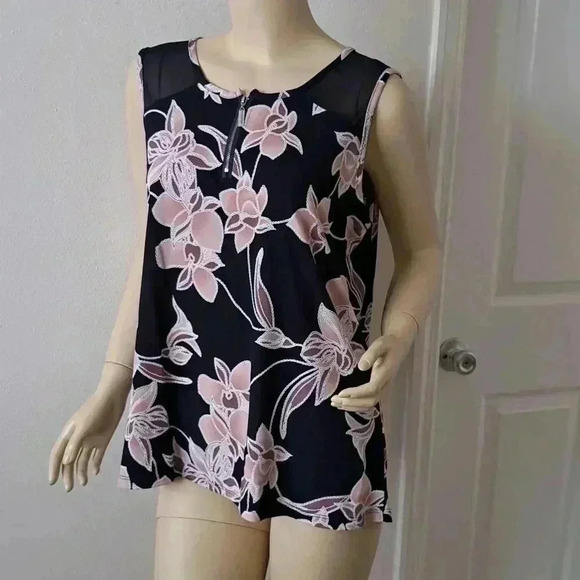 TOP BLOUSE BLUE AND PINK JSJ - Picture 1 of 7